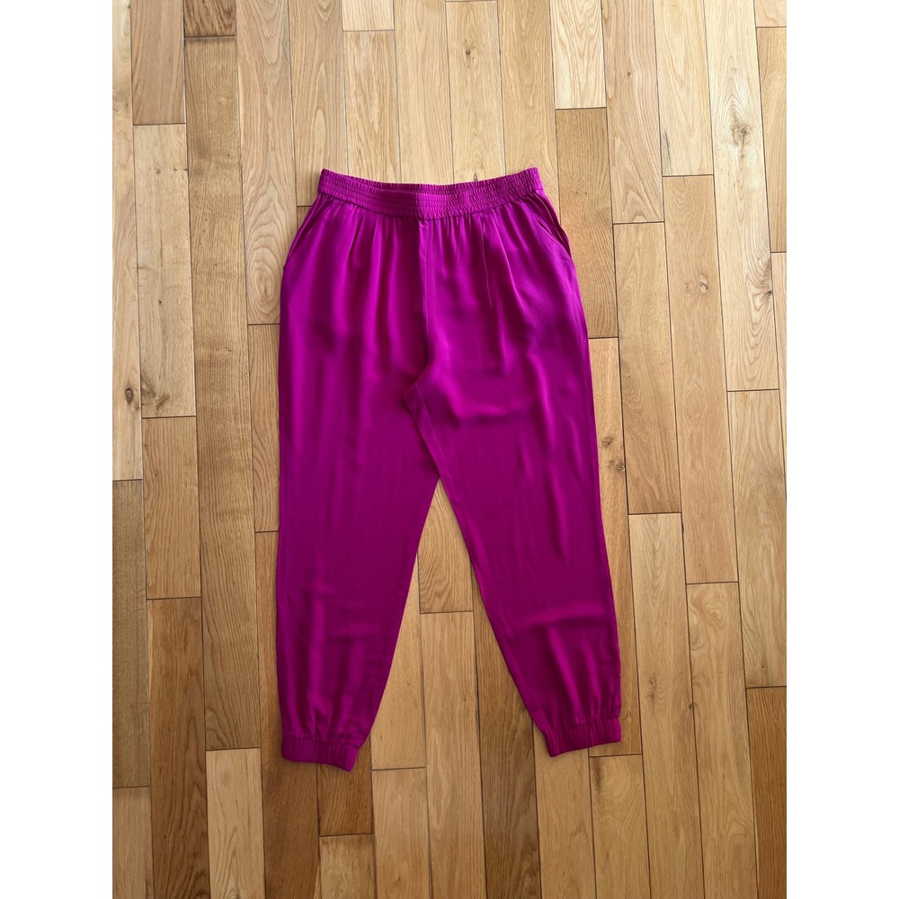 Diane Von Furstenberg DVF 100% Silk Janeta Jogger Pants Lotus Berry Pink Size 10